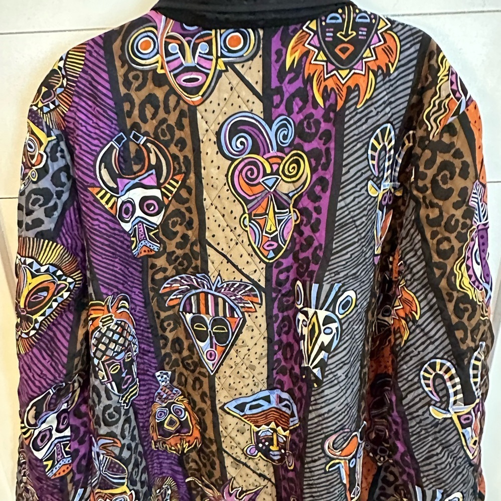 NWT BOB MACKEY 3X Silk Aztec colorful woman art 2 wear animal print jacket - Picture 4 of 15